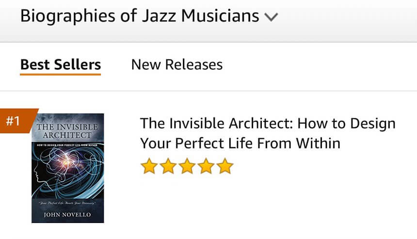 Amazon best seller, bio in jazz, screenshot